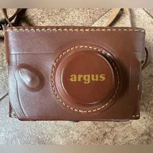 Antique Argus Cintar 50mm camera in leather case with strap